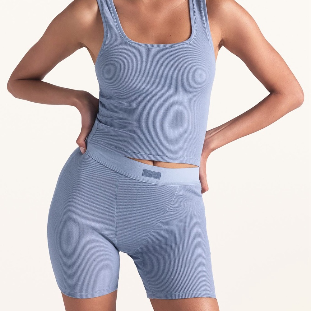 Skims Cotton Rib Boxers in Blu Quartz 2X NWOT